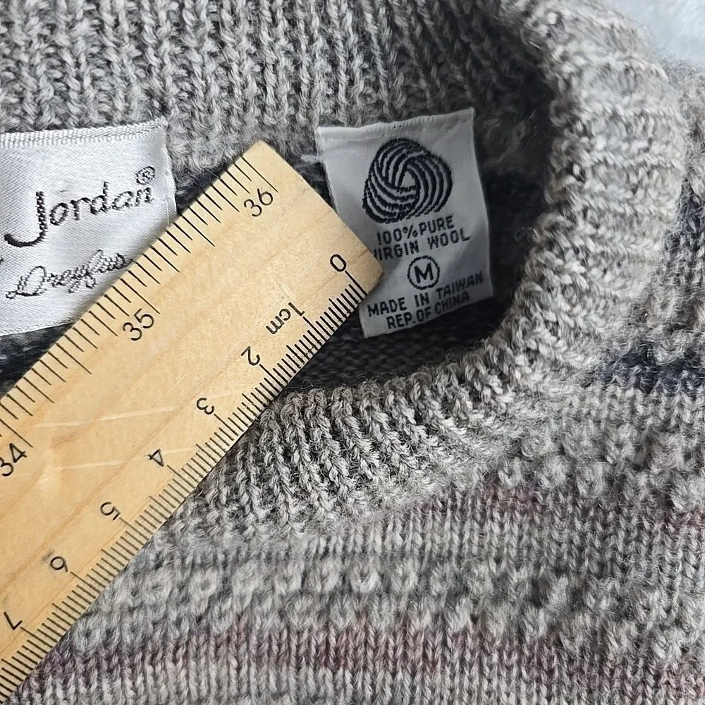 Michael Jordan by Lowell Dreyfus Mens VTG Wool‎ Sweater Grey Medium 3D Knit